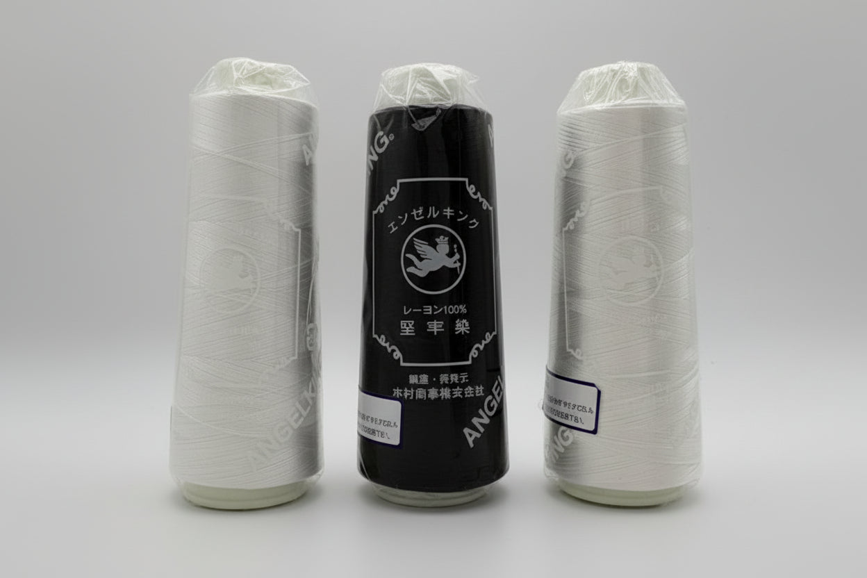レーヨン 75ｄ/2(細番手）3000ｍ　白・黒・生成